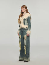 Denim Distressed Wide-Leg Pants - CHINASQUAD