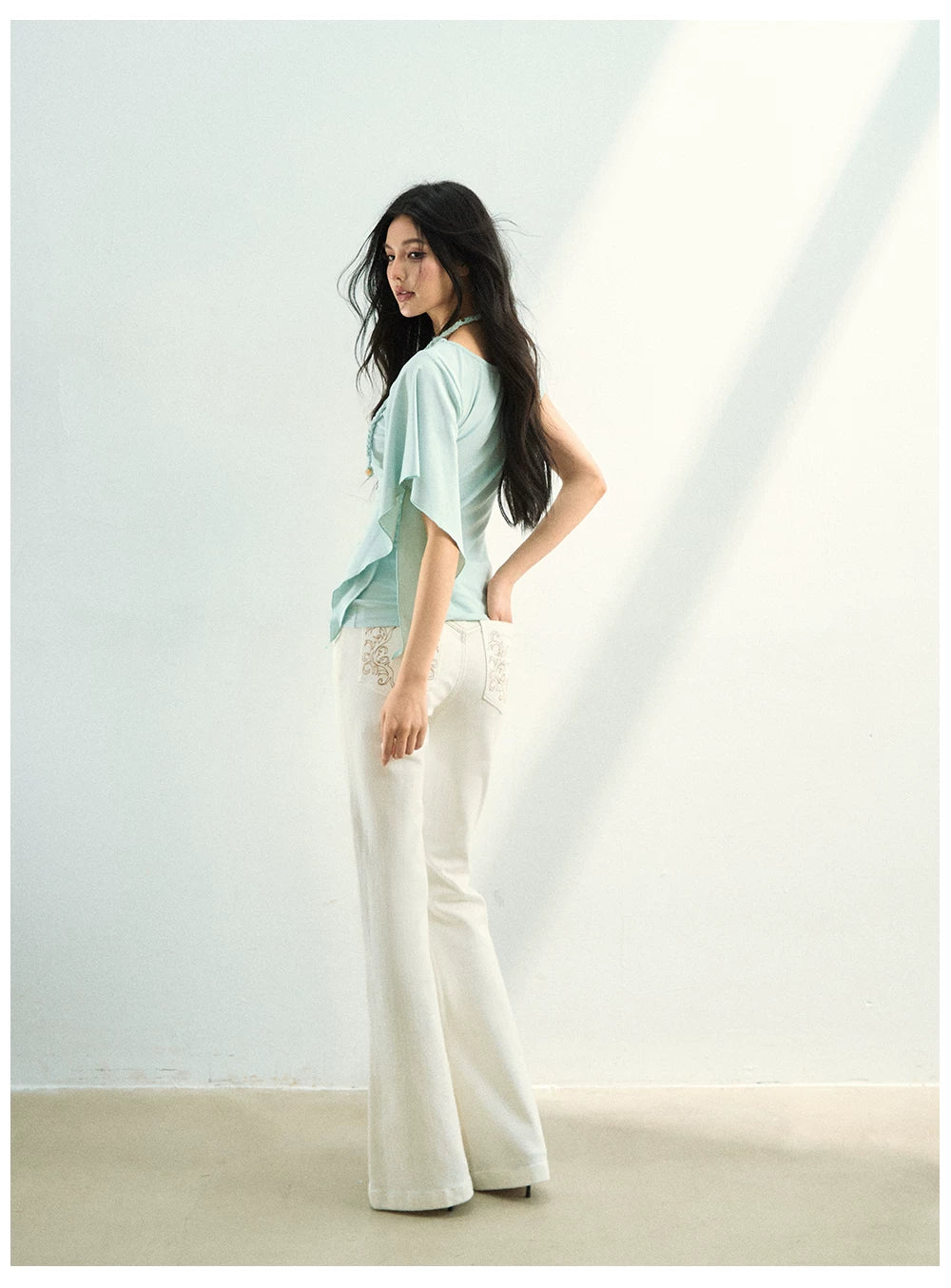 Asymmetrical Off-Shoulder Draped Blouse