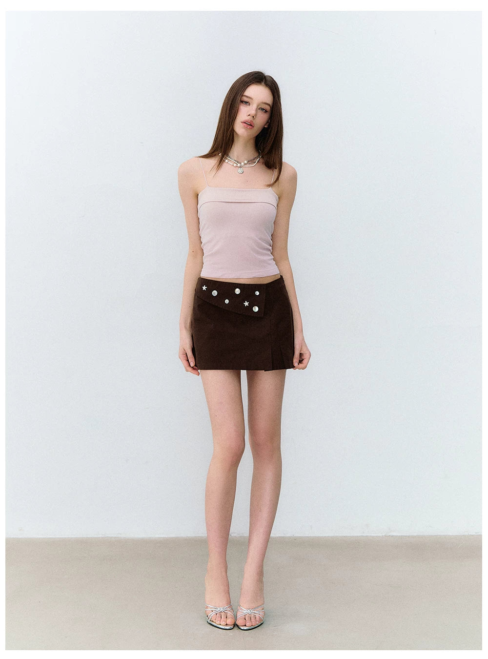 Brown Tone Starburst Asymmetric Skirt