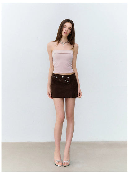 Brown Tone Starburst Asymmetric Skirt