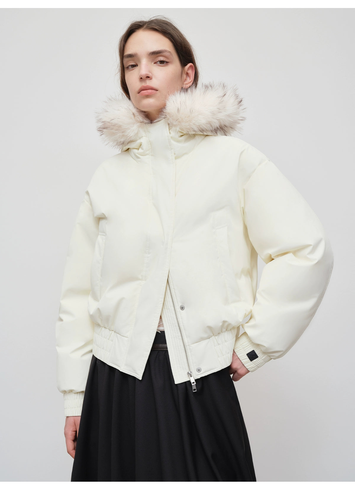 Faux Raccoon Fur Trim 90% White Duck Down Parka