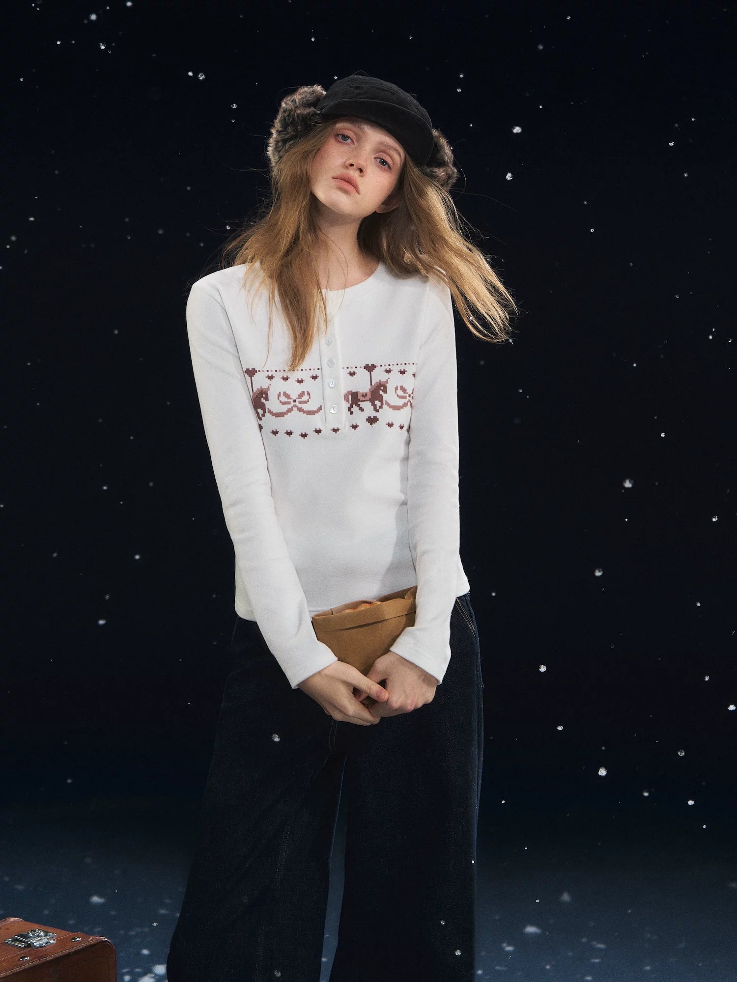 Carousel Print Plush-Feel Top