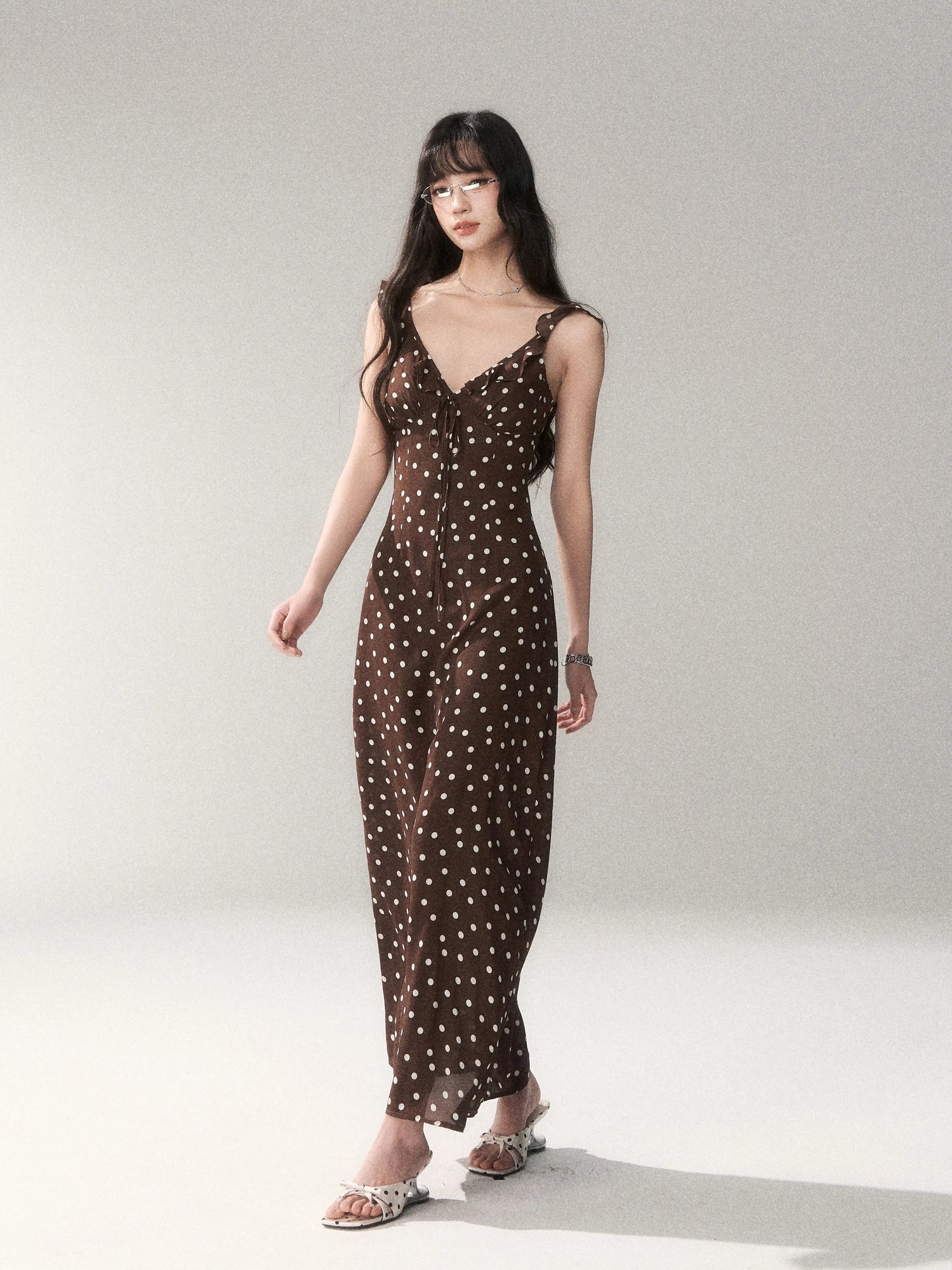 polka dot slip dress Rihoas Scarf Neck Square Neck Spaghetti Strap Midi Dress, Black / L The lightweight slip silhouette offers comfortable Women's Baby Blue Satin Polka