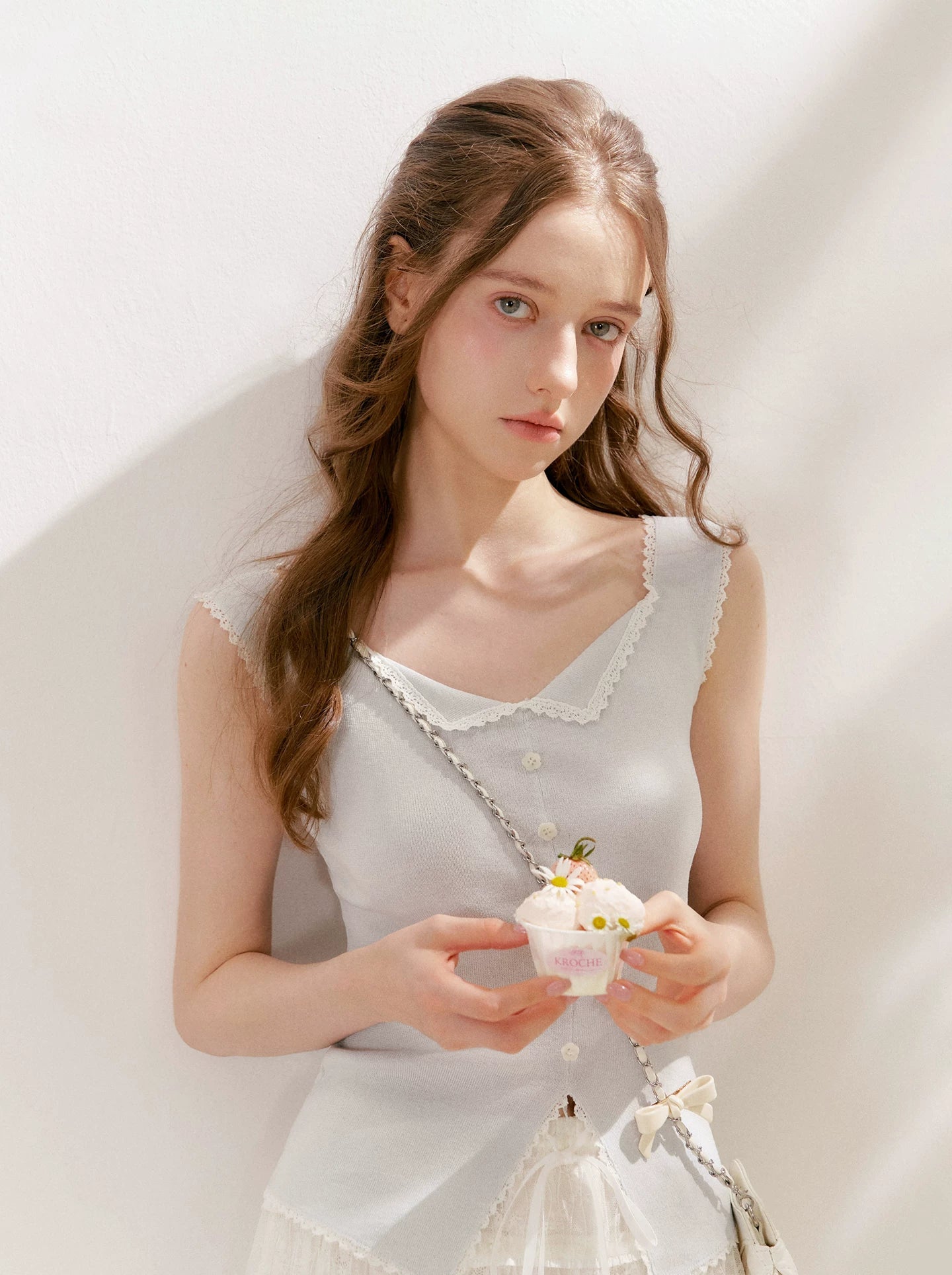 Lace Trim Knit Vest | Final Sale