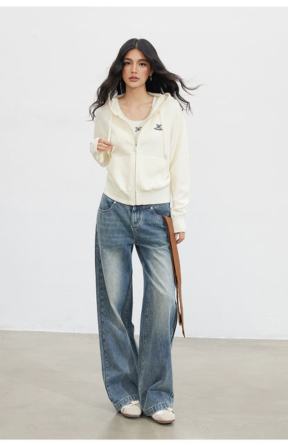 Vintage Washed Wide-Leg Jeans - CHINASQUAD