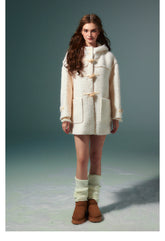 White Wool Horn Buttons Coat - CHINASQUAD