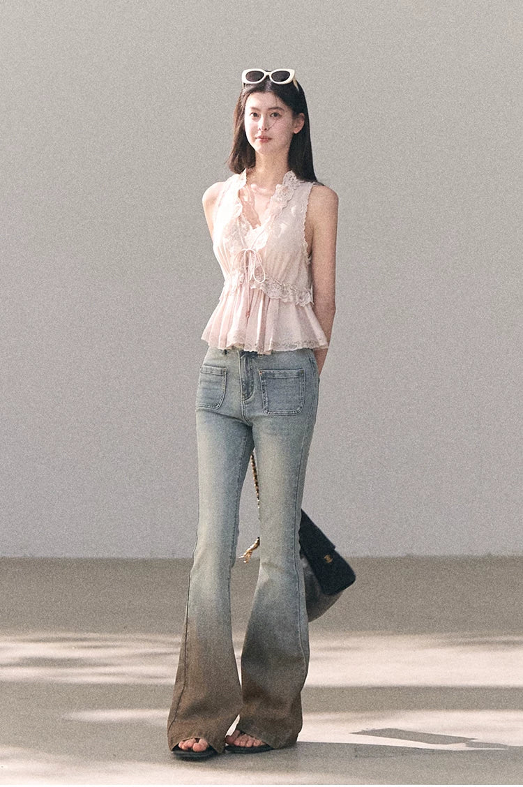 Valley Fog Vintage Washed Flared Jeans