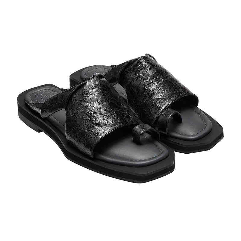 Thick-soled Leather Sandals - CHINASQUAD