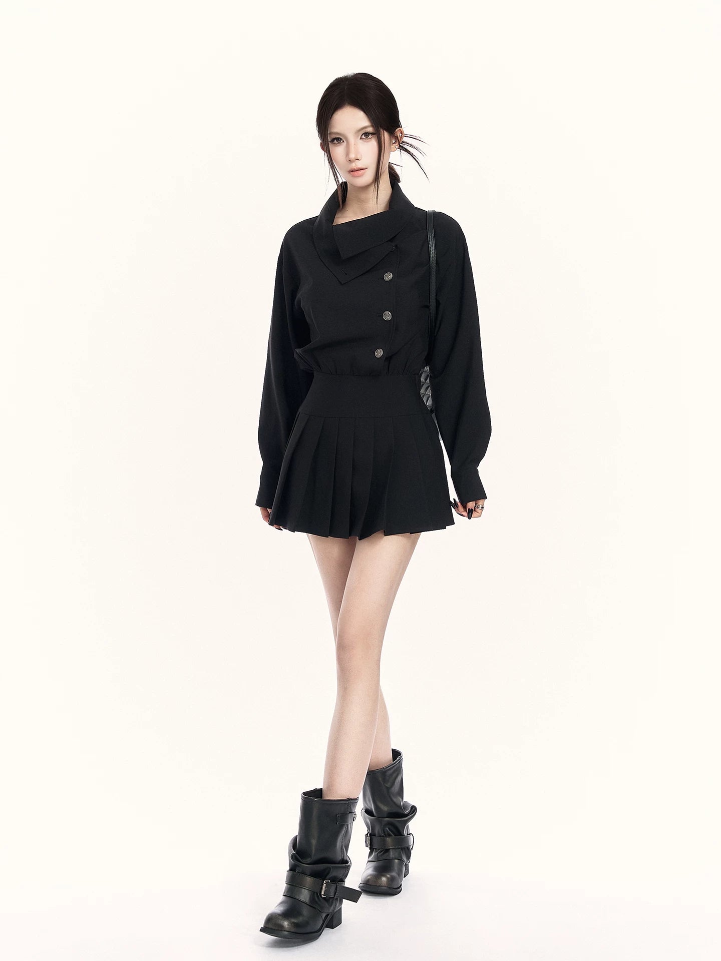 Trench-Inspired Pleated Waist Dress