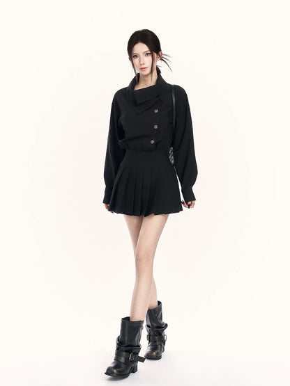 Trench-Inspired Pleated Waist Dress