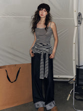 Striped Off Shoulder Fake Two-Piece T-Shirt - CHINASQUAD