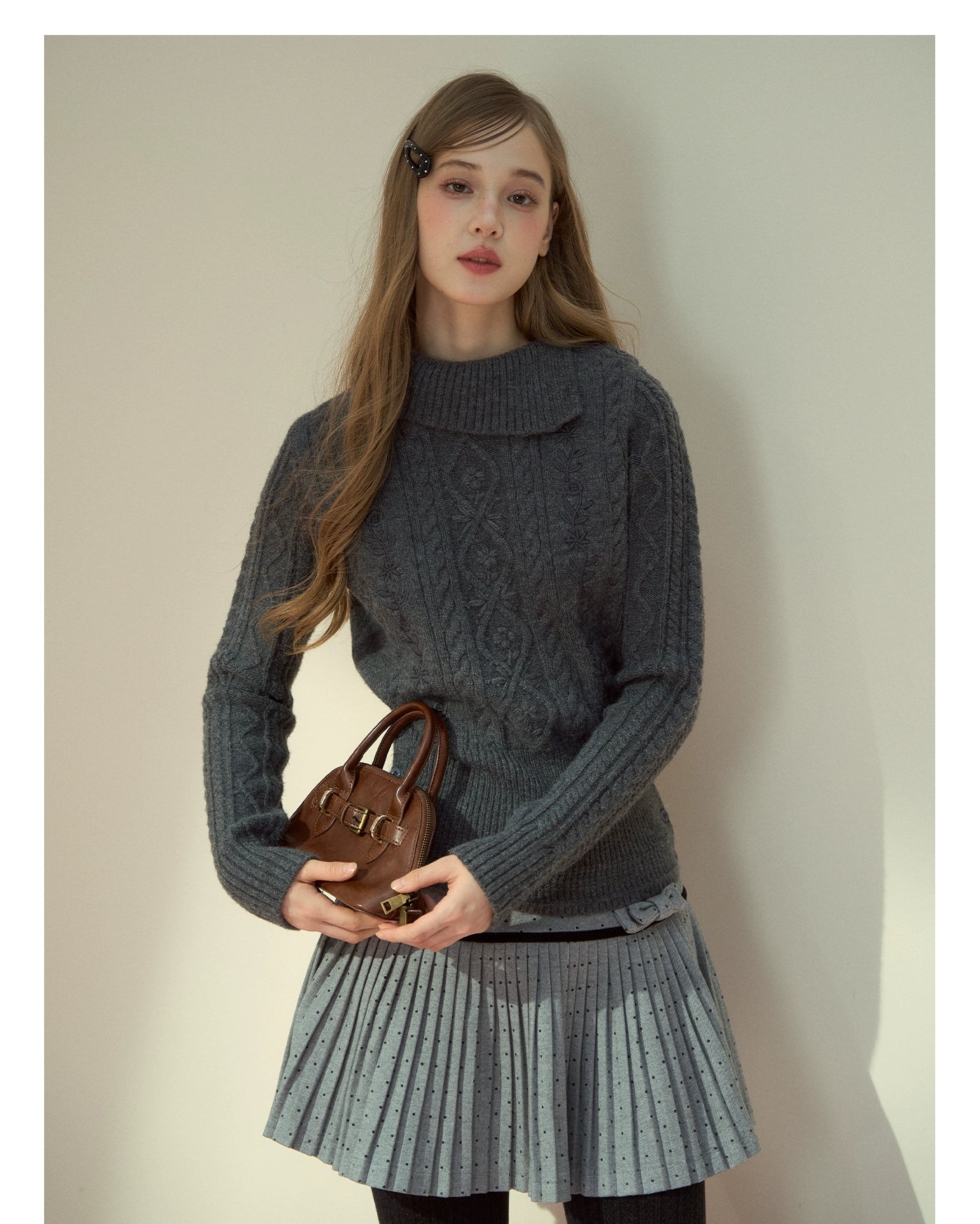 Winter Whisper Cable Knit Turtleneck Sweater