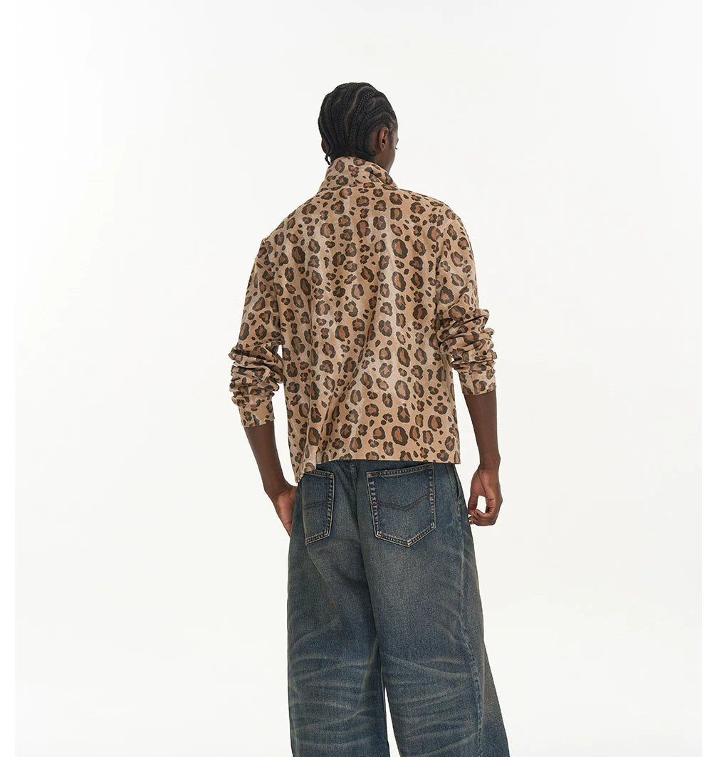 Leopard Print Sport Polo Shirt