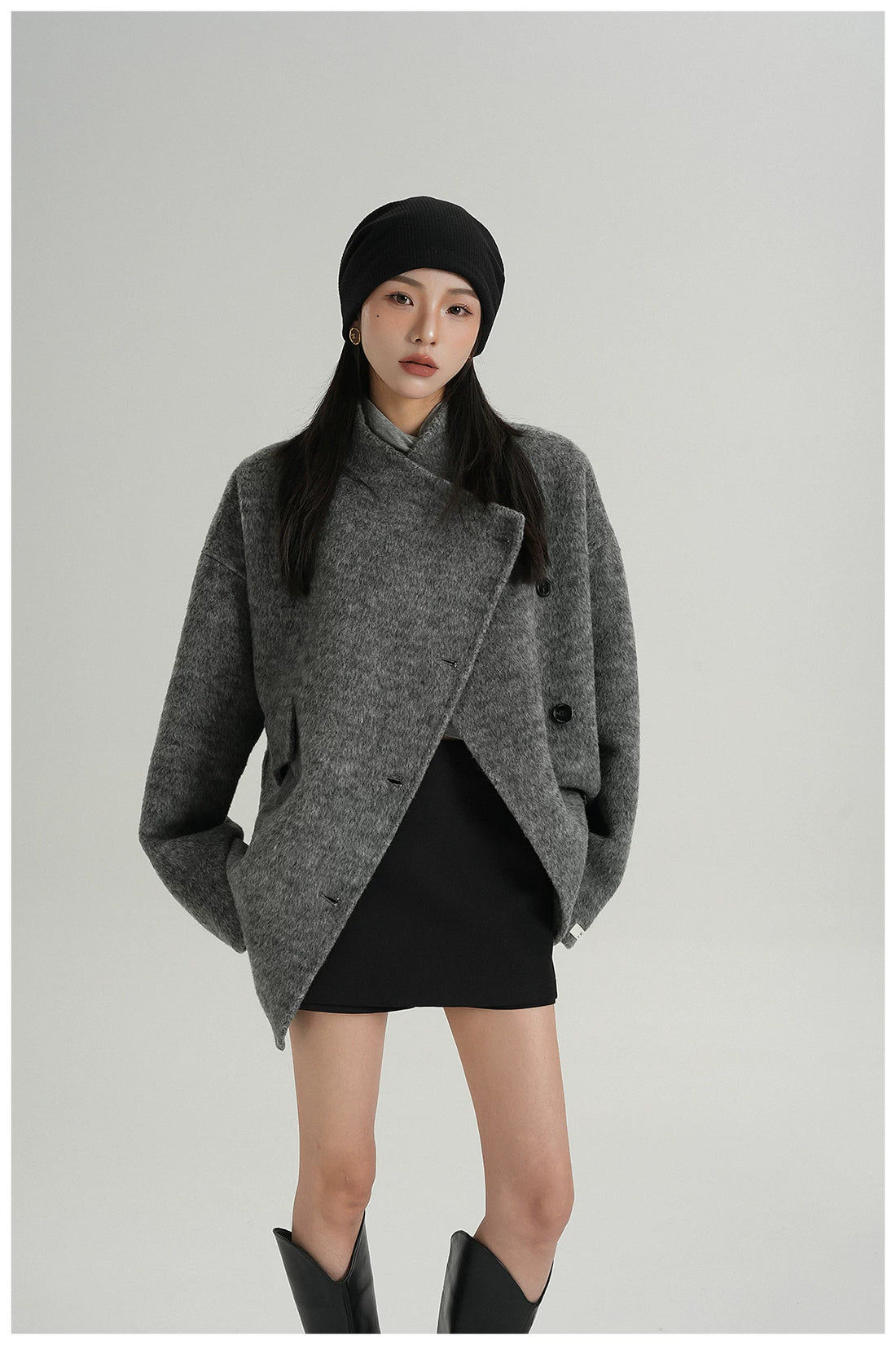 Double-Faced Wool Cape Jacket