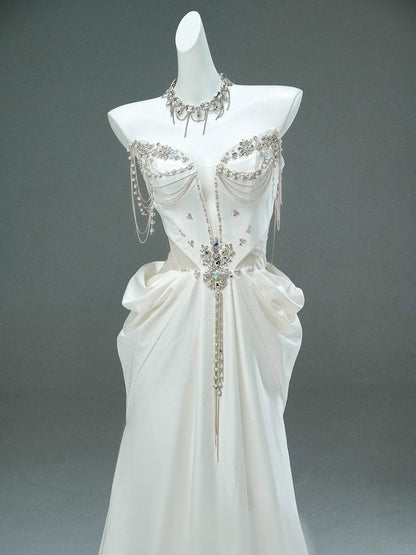 Precise Elegance Sculpted Satin Gown