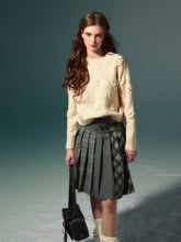 Beige Vintage Knitted Hollow-out Sweater - CHINASQUAD