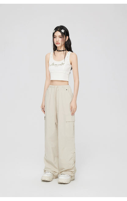 Ruched Wide-Leg Cargo Pants - CHINASQUAD