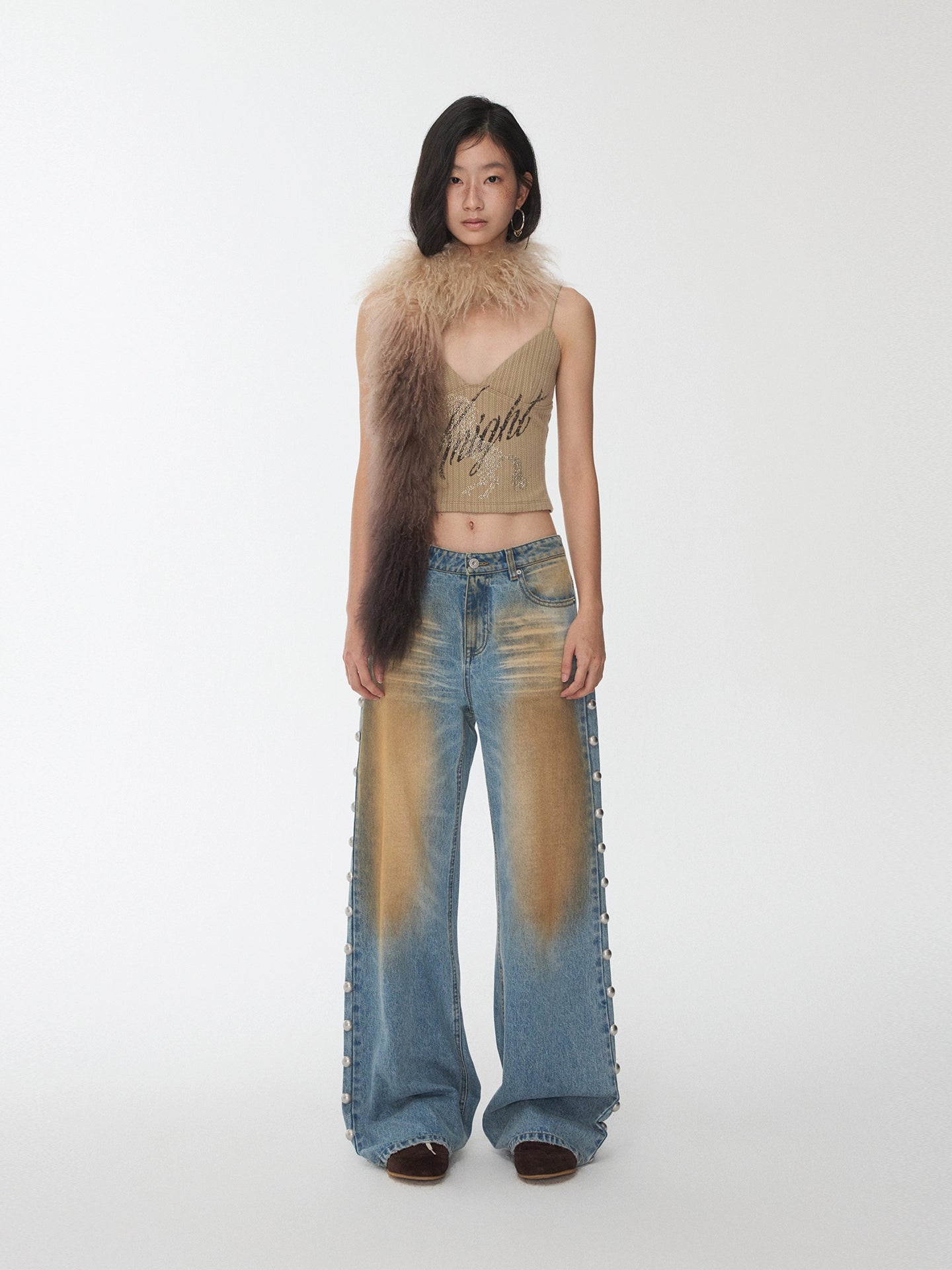 Knight Horse Rhinestone Cable-Knit Camisole