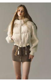 Apricot High-neck Puffer Jacket - CHINASQUAD