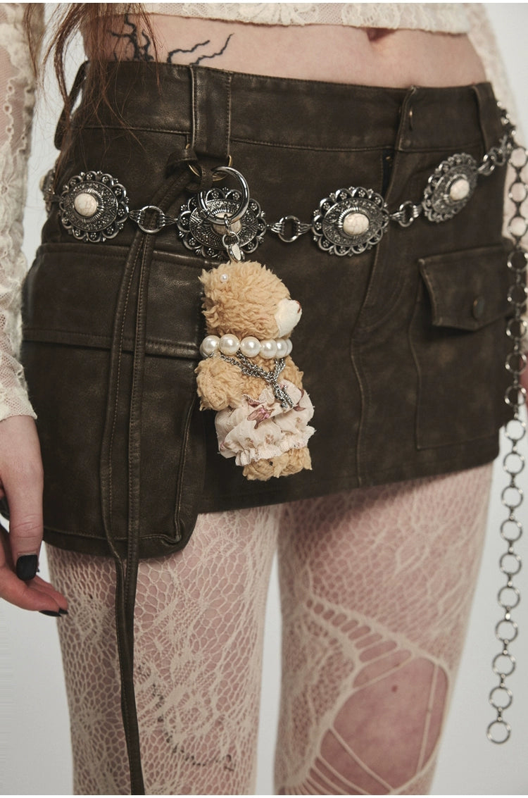 Distressed Washed Leather Bodycon Mini Skirt - CHINASQUAD