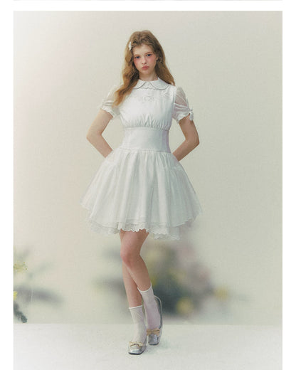 White Rose Embroidered Princess Dress