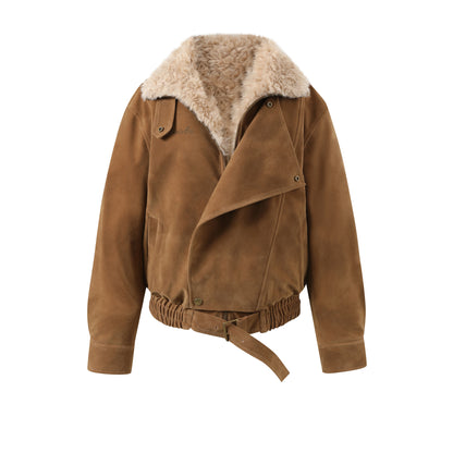 Original Suede Shearling Moto Oversized Lapel Jacket