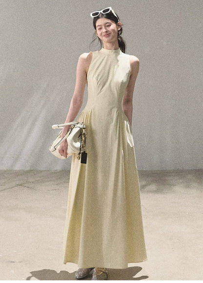 Vanilla Spring Halter Backless Dress