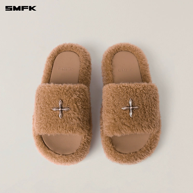 SMFK Fuzzy Platform Black Edition Slide Sandals