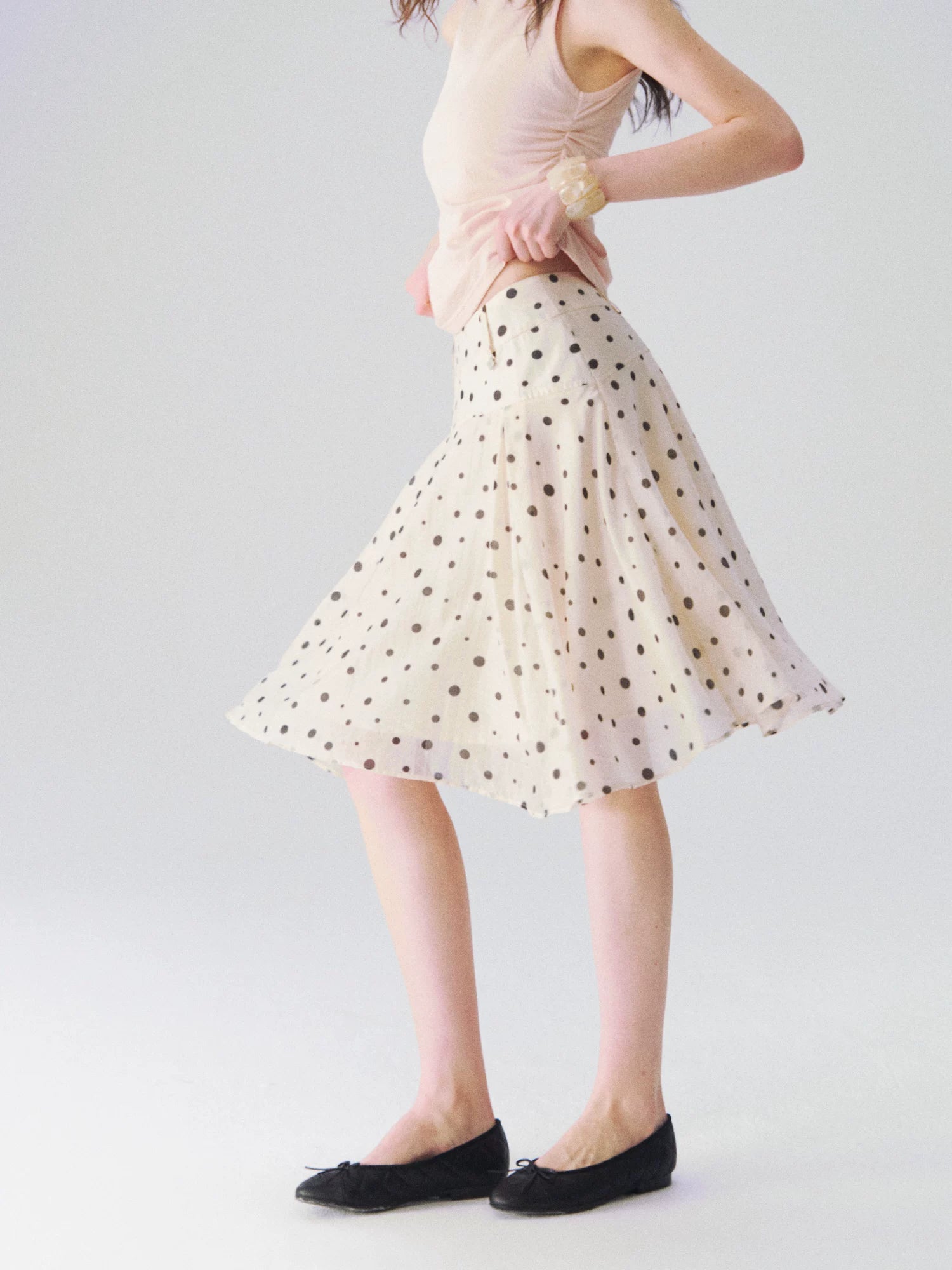 Lyocell Polka Dot Midi Skirt