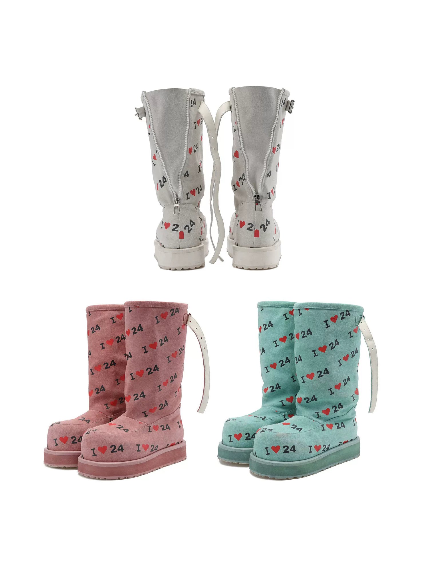 Letter Print Suede Snow Boots