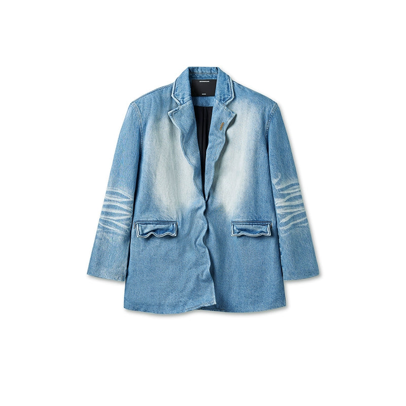 &quot;Caracal Series&quot; Washed Twill Denim Blazer - CHINASQUAD