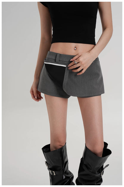 Minimalist Side-Zip Skort Mini Skirt
