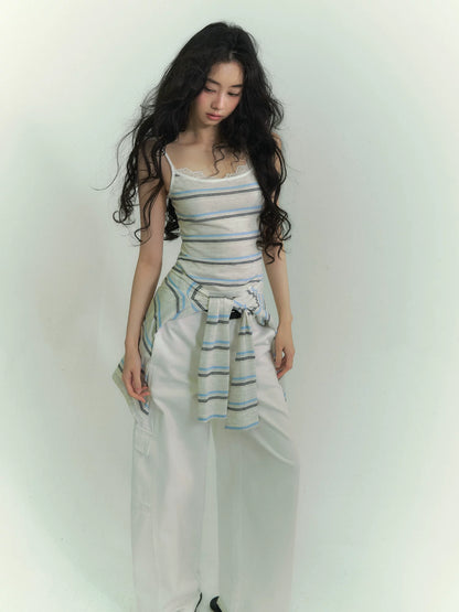 Relaxed Stripe Layered Cardigan Set