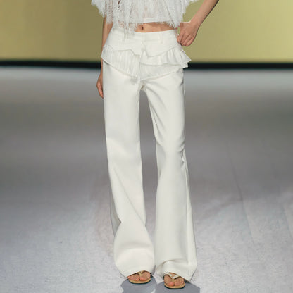 Ballet Lace-Trim Deconstructed Flare Pants