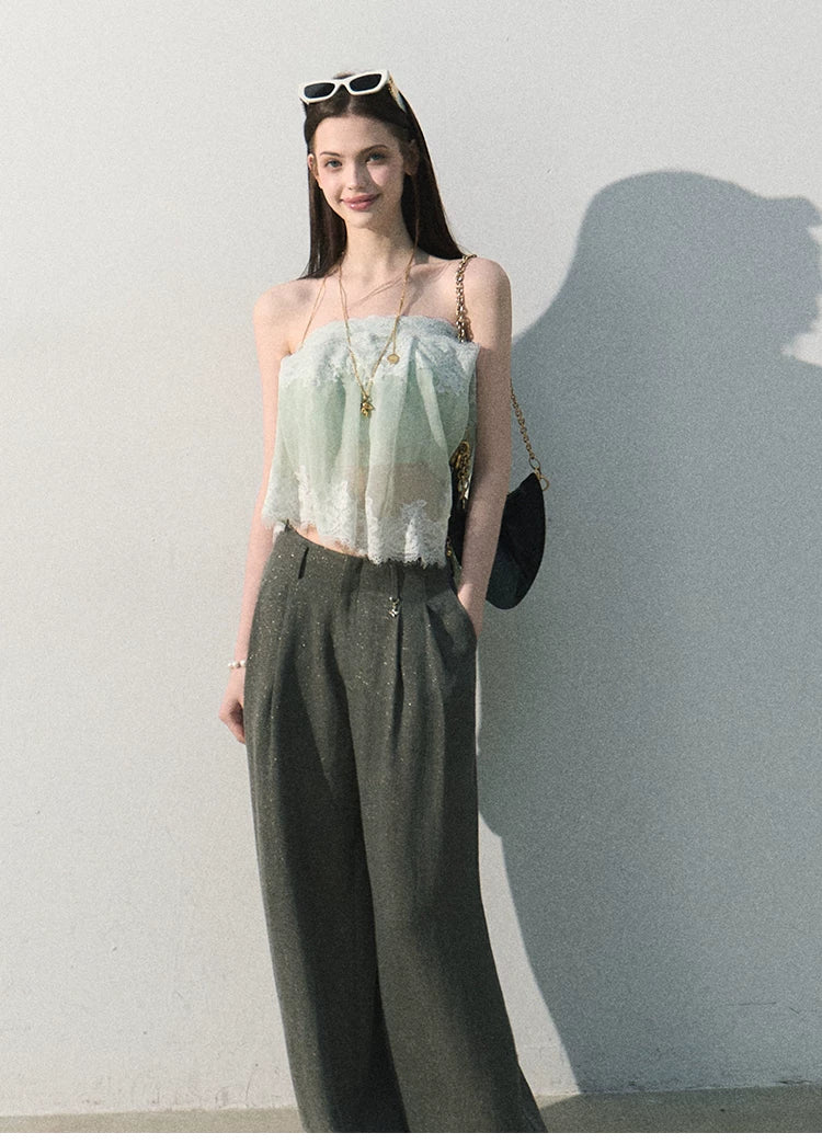 Quiet Fruit Lace Off-Shoulder Bandeau Bustier