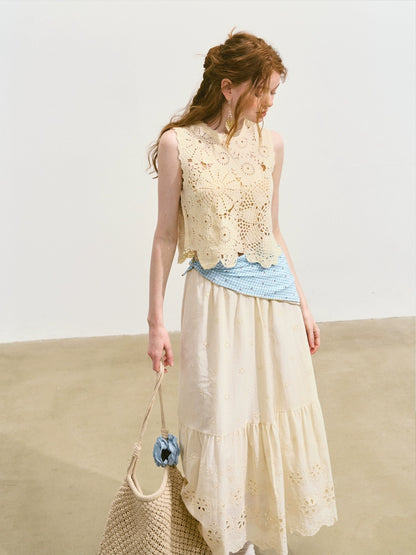 Hollow Lucky Flower Crochet Top &amp; Skirt Set