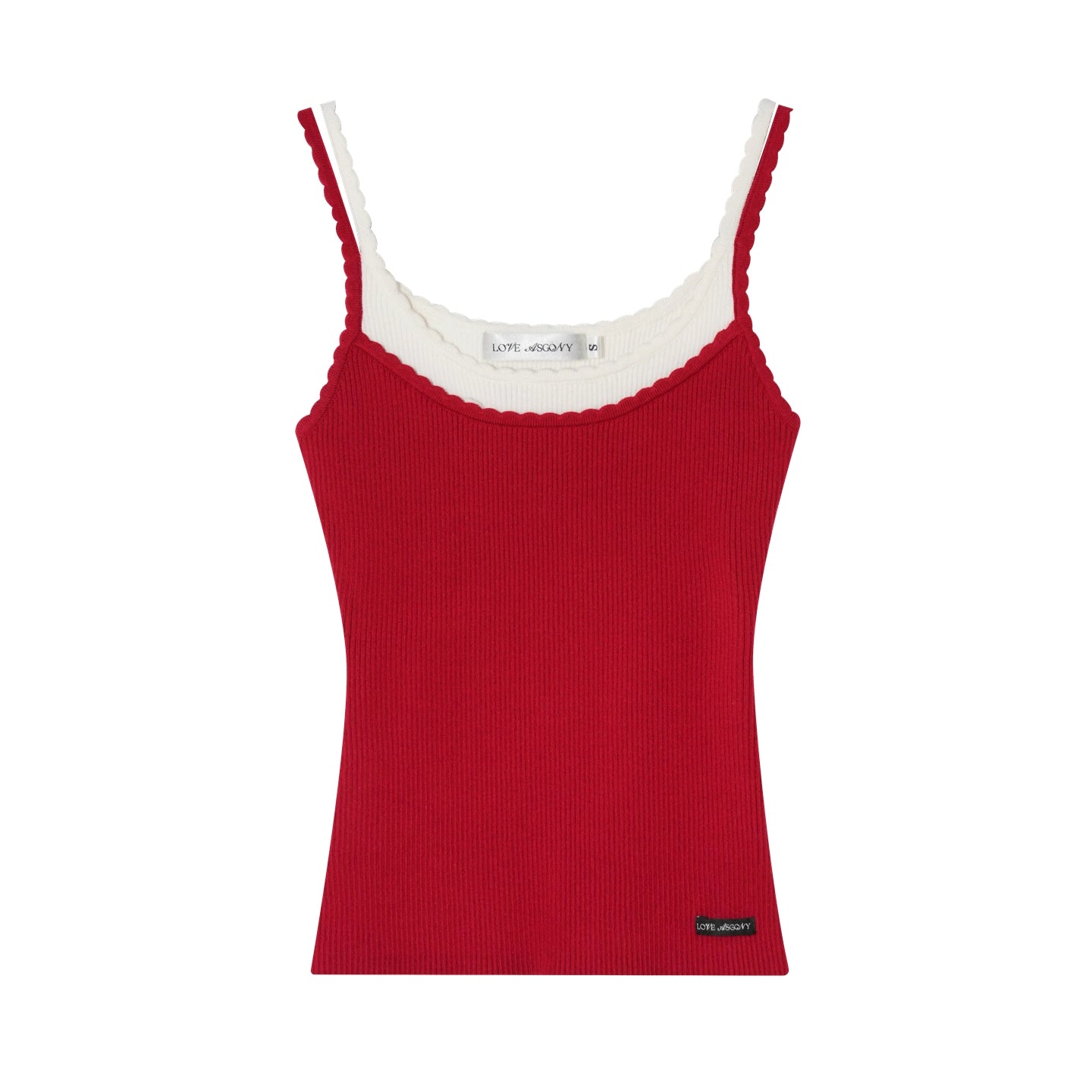Wave-Edge Layered Knit Camisole