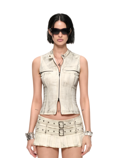 JYOSEI Belt Pleated Skirt &amp; Top Set – Mini Skirts