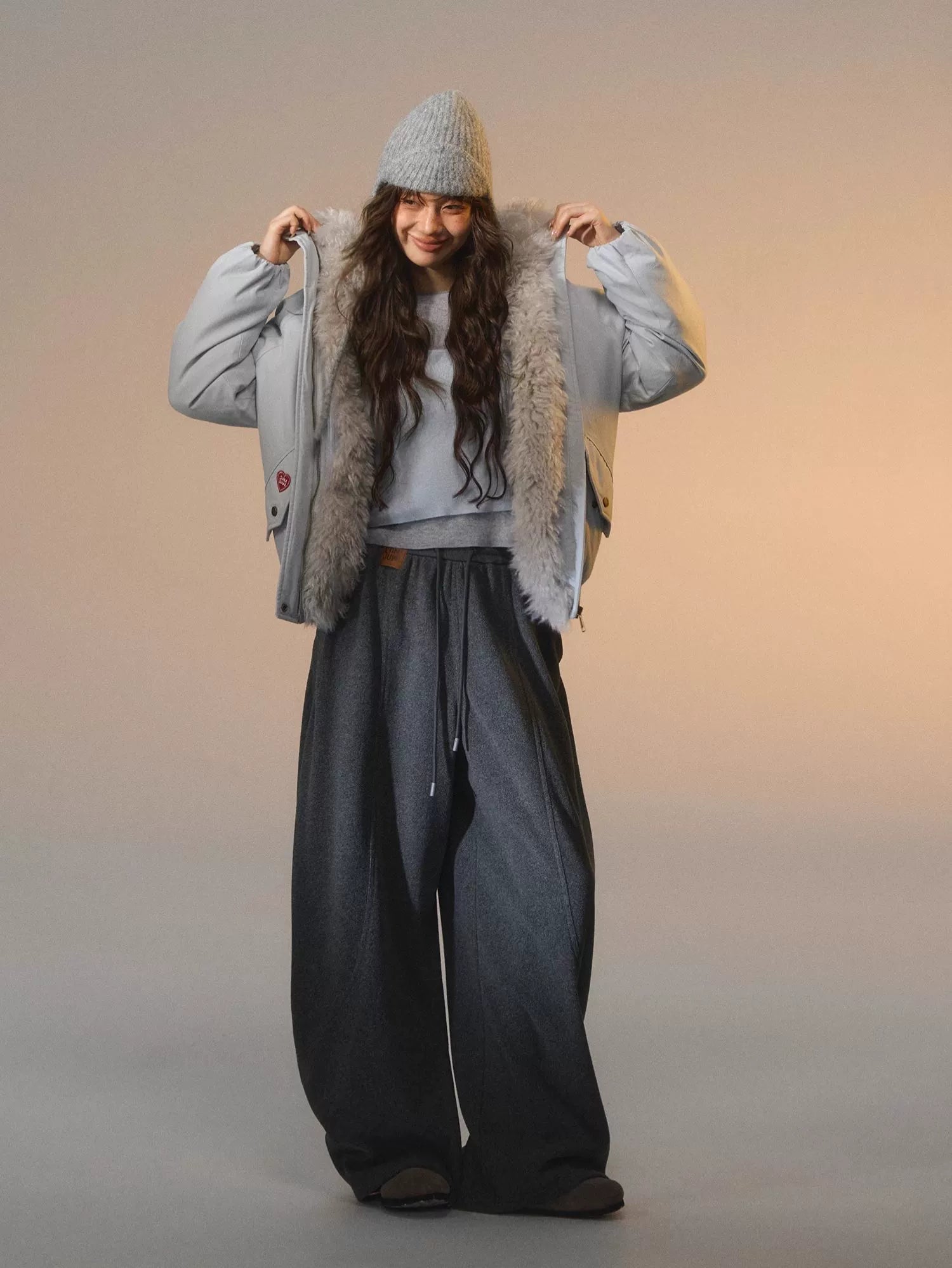 Detachable Faux Fur Collar Parka Down Jacket