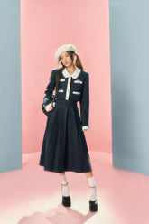 Doll collar college Jacket & Long Skirt Set - CHINASQUAD