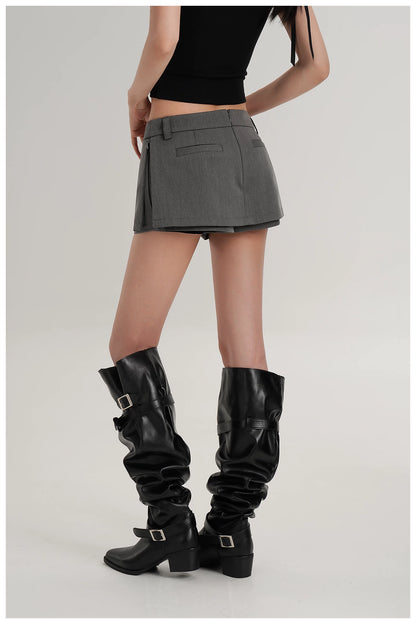 Minimalist Side-Zip Skort Mini Skirt