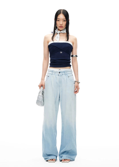 Summer Vacation Breathable Straight-Leg Wide Jeans