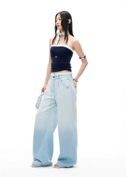 Summer Vacation Breathable Straight-Leg Wide Jeans