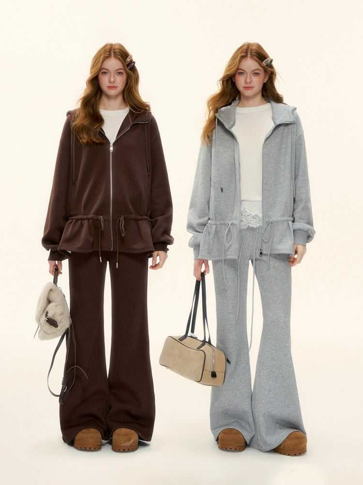 Peplum Hoodie &amp; Subtle Flared Pants Set