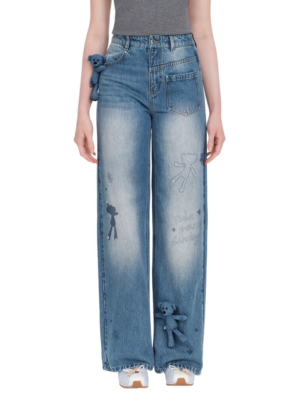Bear Sketch Denim Pants