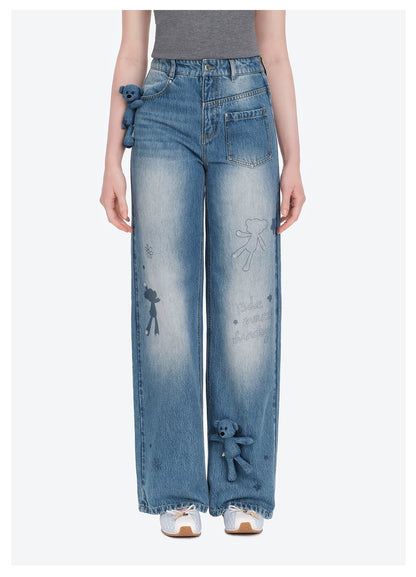 Bear Sketch Denim Pants