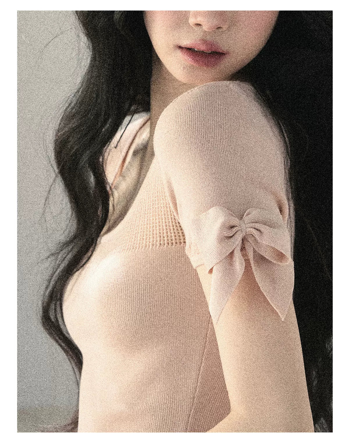 Square Neck Cut-Out Slim Fit Knit Top