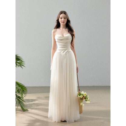 Cloud Dream Satin Strapless Tulle Gown