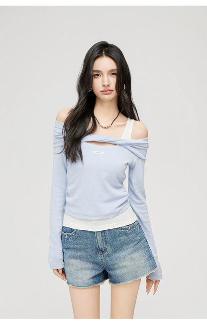 Off-Shoulder Two-Piece T-Shirt - CHINASQUAD