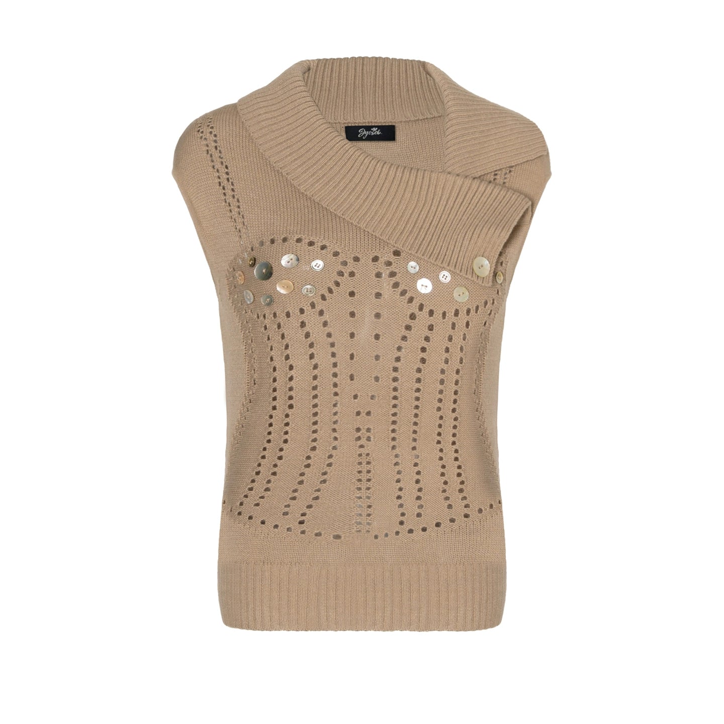Wool-Blend Sleeveless Buttoned Knit Vest